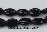 CAB318 15.5 inches 8*12mm oval black agate gemstone beads wholesale