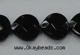 CAB324 15.5 inches 20*20mm faceted heart black agate gemstone beads