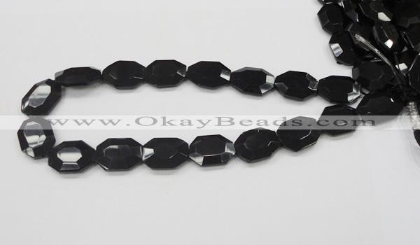 CAB325 15.5 inches 18*24mm faceted octagonal black agate gemstone beads