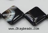 CAB327 15.5 inches 20*20mm diamond black agate gemstone beads