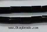 CAB333 15.5 inches 8*12mm faceted column black agate gemstone beads