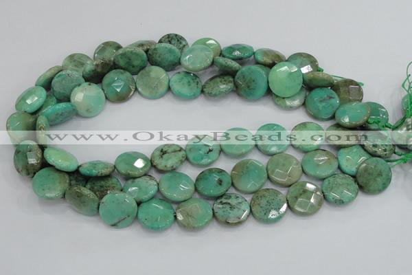 CAB34 15.5 inches 18mm faceted coin green grass agate gemstone beads