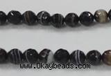 CAB347 15.5 inches 8mm faceted round black agate gemstone beads