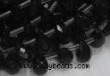 CAB348 15.5 inches 7*10mm faceted teardrop black agate gemstone beads