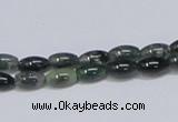 CAB387 15.5 inches 5*8mm rice moss agate gemstone beads wholesale