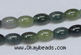 CAB388 15.5 inches 7*10mm rice moss agate gemstone beads wholesale