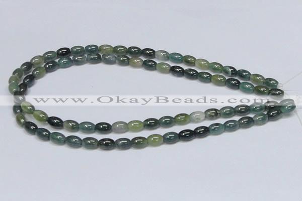 CAB388 15.5 inches 7*10mm rice moss agate gemstone beads wholesale