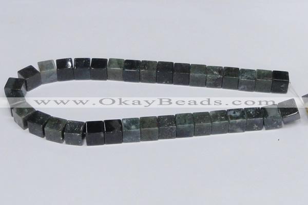 CAB399 15.5 inches 12*12mm cube moss agate gemstone beads wholesale