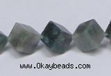 CAB401 15.5 inches 10*10mm inclined cube moss agate gemstone beads