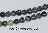 CAB403 15.5 inches 6*6mm heart moss agate gemstone beads wholesale