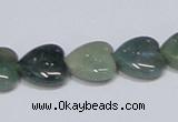 CAB407 15.5 inches 14*14mm heart moss agate gemstone beads wholesale