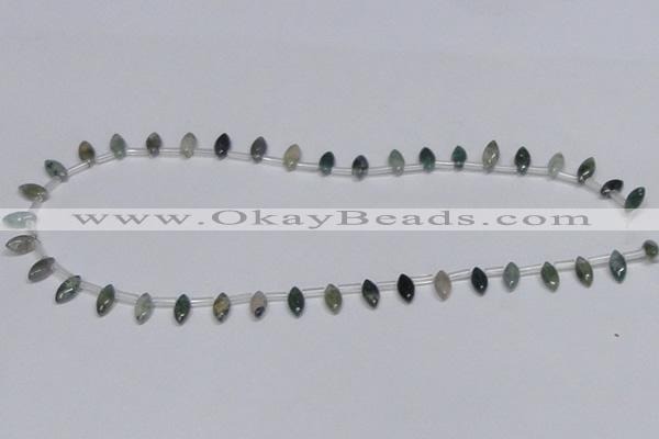 CAB411 15.5 inches 5*10mm horse eye moss agate gemstone beads