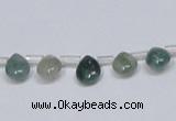 CAB414 15.5 inches 7*9mm flat teardrop moss agate gemstone beads