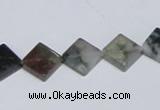 CAB417 15.5 inches 10*10mm diamond moss agate gemstone beads