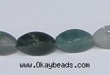 CAB421 15.5 inches 8*16mm twisted rice moss agate gemstone beads