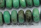 CAB45 15.5 inches 10*18mm faceted rondelle green grass agate beads