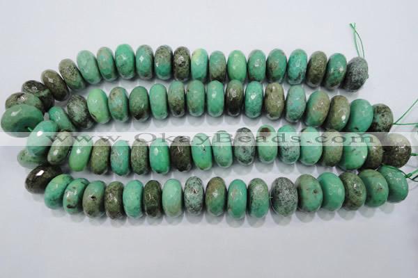 CAB46 15.5 inches 11*20mm faceted rondelle green grass agate beads