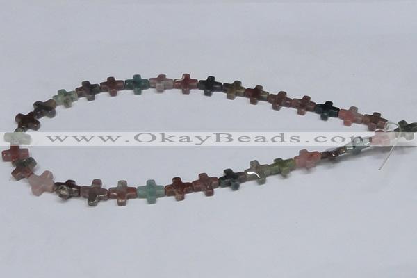 CAB461 15.5 inches 12*12mm cross indian agate gemstone beads