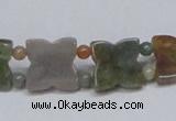 CAB470 15.5 inches flower & round double-drilled indian agate beads