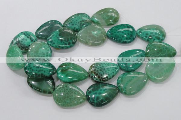 CAB56 15.5 inches 30*40mm flat teardrop peafowl agate gemstone beads