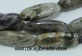 CAB566 15.5 inches 10*30mm rice silver needle agate gemstone beads