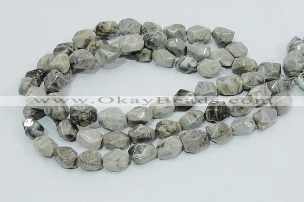 CAB568 15.5 inches 15*20mm nuggets silver needle agate gemstone beads