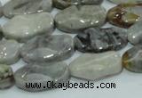 CAB573 15.5 inches 10*20mm wavy oval silver needle agate gemstone beads