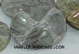 CAB576 15.5 inches 30*40mm wavy oval silver needle agate gemstone beads