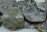 CAB579 15.5 inches 30*30mm wavy triangle silver needle agate beads