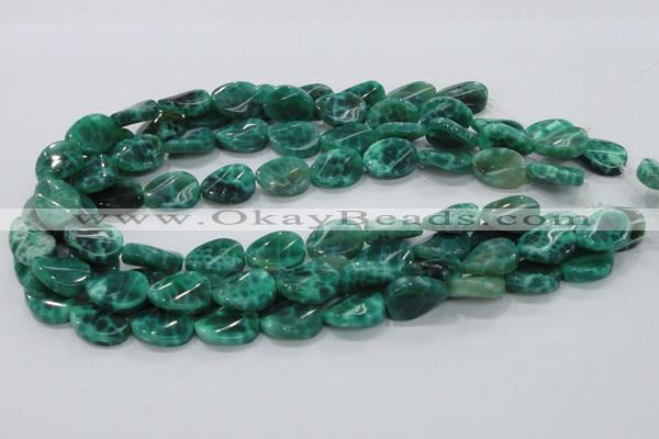 CAB58 15.5 inches 14*18mm twisted oval peafowl agate gemstone beads