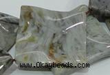 CAB585 15.5 inches 40*40mm wavy diamond silver needle agate beads