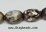 CAB625 15.5 inches 14*20mm faceted egg-shaped leopard skin agate beads