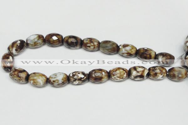 CAB625 15.5 inches 14*20mm faceted egg-shaped leopard skin agate beads