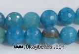 CAB655 15.5 inches 12mm faceted round fire crackle agate beads