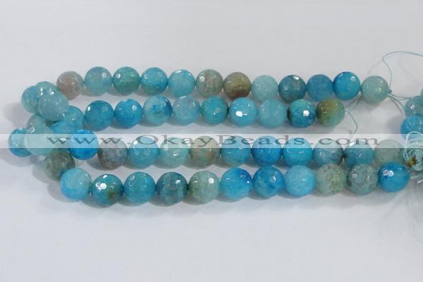 CAB656 15.5 inches 14mm faceted round fire crackle agate beads