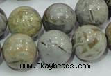 CAB70 15.5 inches 16mm round silver needle agate gemstone beads