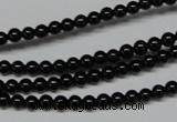 CAB721 15.5 inches 4mm round black agate gemstone beads wholesale