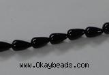 CAB732 15.5 inches 5*8mm teardrop black agate gemstone beads