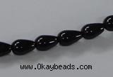 CAB733 15.5 inches 7*10mm teardrop black agate gemstone beads