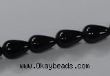 CAB735 15.5 inches 8*12mm teardrop black agate gemstone beads