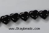 CAB755 15.5 inches 10*10mm top-drilled heart black agate beads