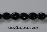 CAB756 15.5 inches 8*10mm oval black agate gemstone beads wholesale