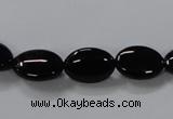 CAB757 15.5 inches 10*14mm oval black agate gemstone beads wholesale