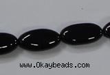 CAB760 15.5 inches 10*20mm oval black agate gemstone beads wholesale