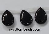 CAB772 15.5 inches 15*20mm top-drilled flat teardrop black agate beads