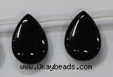 CAB773 15.5 inches 18*25mm top-drilled flat teardrop black agate beads