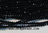 CAB780 15.5 inches 2mm faceted round black agate gemstone beads