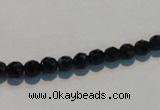 CAB783 15.5 inches 5mm faceted round black agate gemstone beads