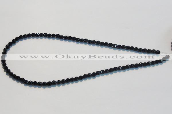 CAB783 15.5 inches 5mm faceted round black agate gemstone beads