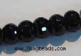 CAB787 15.5 inches 10*14mm faceted rondelle black agate gemstone beads